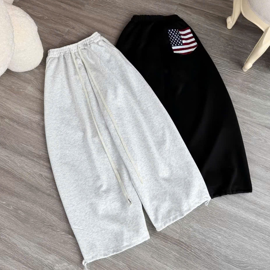 Quần Ống Suông Túi Hông Cờ Mĩ KCloset Quần Nỉ Ống Bao Dày Dặn Nữ Tính NA983