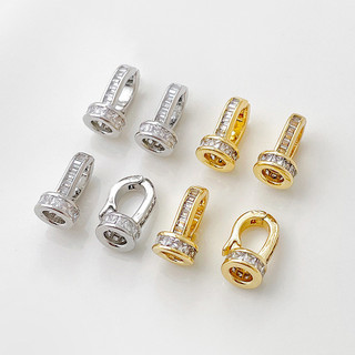 Khóa vòng cổ ngọc trai một lớp zircon, mạ vàng 14k handmade, đa năng