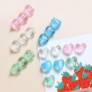 Trong Suốt Vàng Nhăn Phong Cách Nhật Bản Kính Trái Tim Lỗ Thẳng Hạt DIY Handmade Trang Sức Tay Vòng Cổ Bông Tai Hạt Phụ Kiện