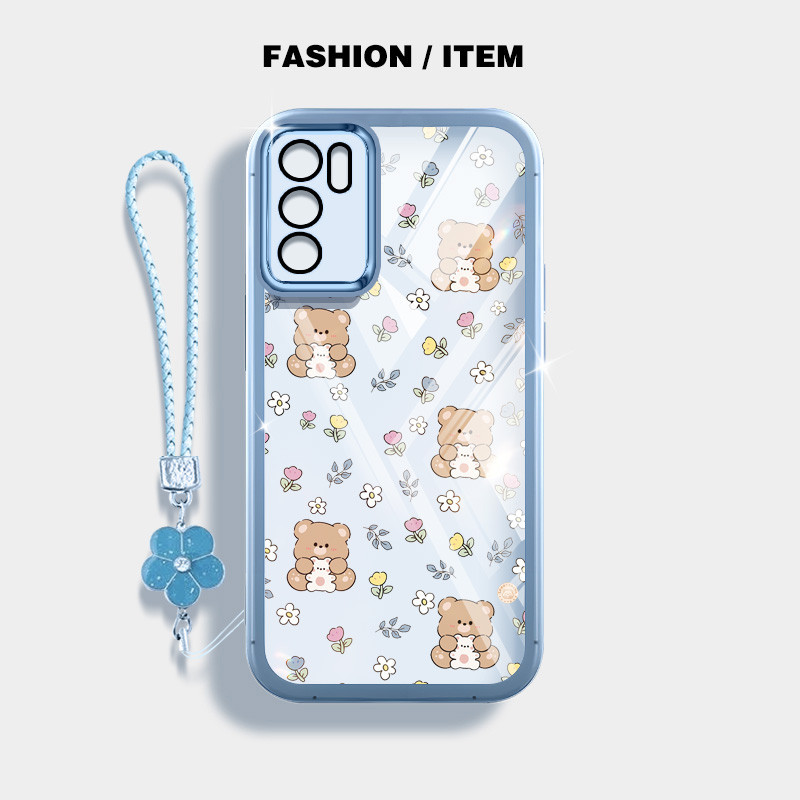 Ốp Điện Thoại YBD INS Style Cho OPPO Reno 12 Pro Reno 12F Realme C65 4G A3 Pro (Ấn Độ) Vỏ Họa Tiết Gấu Nhỏ Được Trang Bị Bảo Vệ Ống Kính