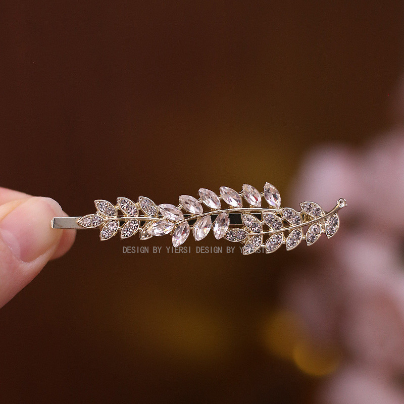 Mauropoli [Sẵn sàng] Kẹp tóc kim cương giả kiểu Pháp mới Mori Tai lúa mì trán bên Nổ kẹp phẳng Kẹp tóc Phụ kiện tóc