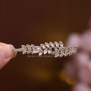 Mauropoli [Sẵn sàng] Kẹp tóc kim cương giả kiểu Pháp mới Mori Tai lúa mì trán bên Nổ kẹp phẳng Kẹp tóc Phụ kiện tóc