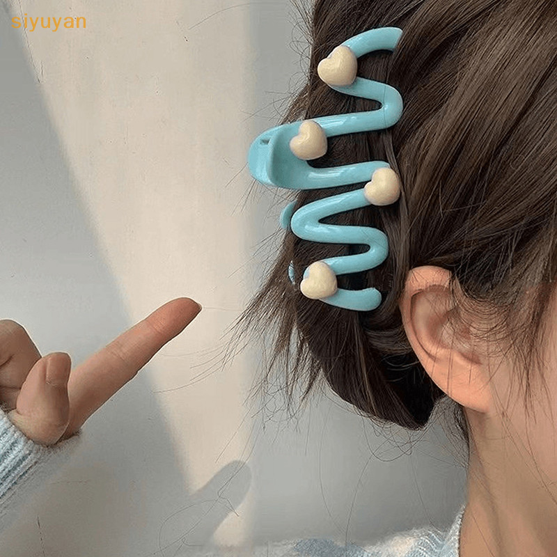 Siyuyan Sóng Nhiều Màu Sắc Vuốt Tóc Kẹp Tóc Nữ Bé Gái Thiết Kế Thời Trang Hàn Quốc Ngọt Ngào Đơn Giản Không Đều Kẹp Tóc Mũ VN