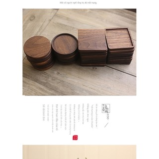 Trang Trí Nhà Cửa Gỗ Coaster Đen Quả óc chó Trà Coaster Tấm Cách Nhiệt Sáng Tạo Vuông Tròn Gỗ Chắc Chắn Coaster