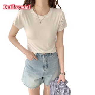 Áo thun nữ modal cotton mùa hè tay ngắn màu trắng áo trơn dáng rộng áo thun nữ Áo sơ mi thường ngày
