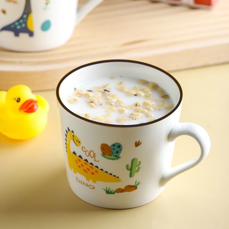 Ly Sứ Hình Khủng Long Dino 350ml Dễ Thương Cho Bé - Cốc Sứ Cafe Vui Nhộn Bữa Sáng Văn Phòng