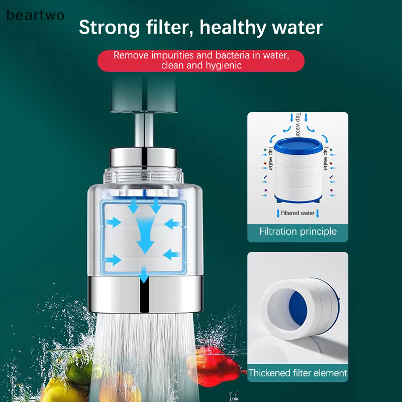 < Beartwo > Vòi nước nhà bếp Bộ lọc bong bóng áp Loại bỏ clo Kim loại nặng được lọc cho máy lọc nước cứng Đẹp