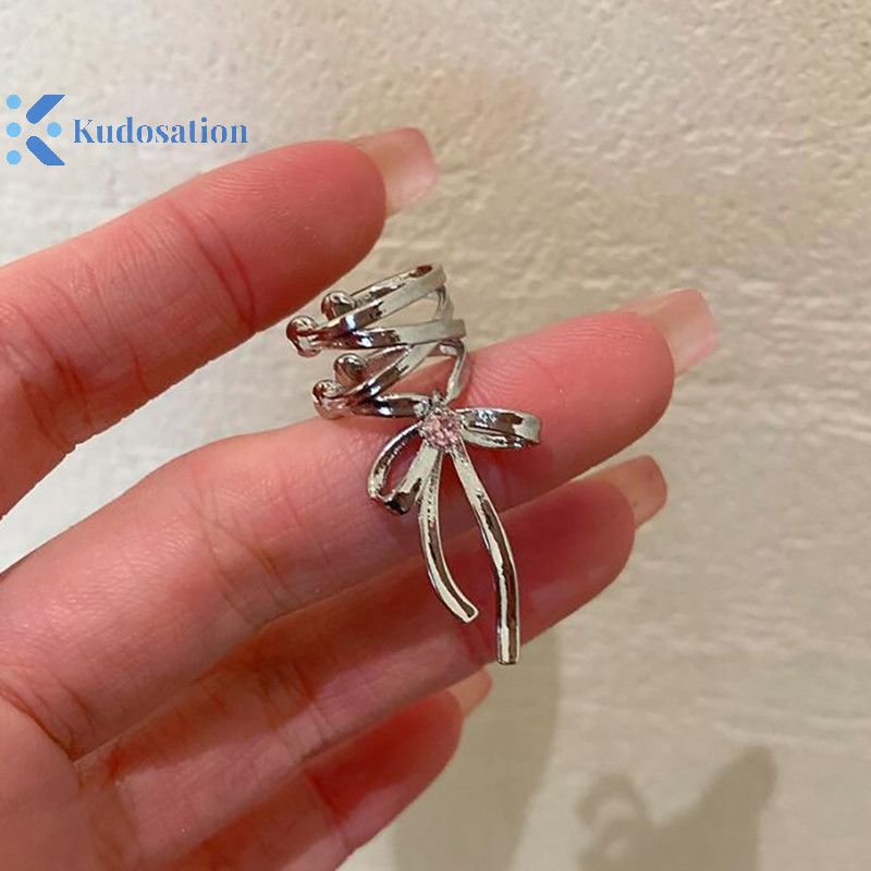 Kudosation Đơn Giản Rỗng Sling Nơ Kẹp Tai Cho Nữ Ngọt Ngào Mát Cổ Tích Phong Cách Đơn Giản Tinh Tế Xương Tai Bông Tai Quà Tặng
