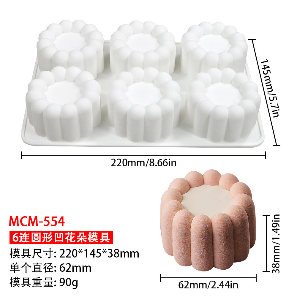 6 Khoang Rãnh Silicon Khuôn Mousse Hình Trái Tim/Ngôi Sao/Hoa, Làm Socola/Thạch/Nến Thơm, Handmade DIY