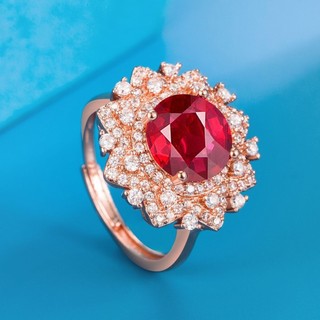 ❤ Sang Trọng Nguyên Bản Nhiều Kiểu Màu Đỏ Pha Lê Trái Tim Hoa Hồng Vàng Nhẫn Series Topaz Quà Tặng Retro Ruby Trang Sức
