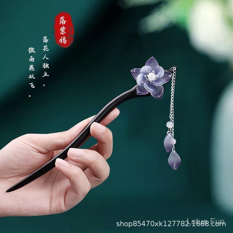 Kẹp tóc gỗ đàn hương phong cách cổ điển siêu tiên nữ, sườn xám tua rua cao cấp hiện đại đơn giản, phụ kiện tóc Hanfu