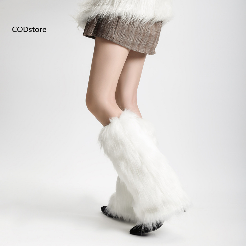 Kdcod * Tất lông thú sang trọng Đồ chân nhập vai Ấm cúng Lông thú giả ấm cúng dành cho nữ Vòng bít khởi động mềm cho mùa đông ấm áp Tay áo chân lông mềm mại cho bé gái Phụ kiện sang trọng sành điệu