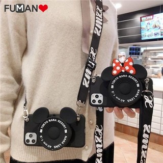 Có Ví Cho iPhone 16 15 14 8 7 6 6S Plus iPhone 16 15 14 13 12 11 Pro Max Xs Max XR X SE 2020 2022 Vỏ Điện Thoại Mềm 3D Camera Mickey Minnie Có Dây Buộc