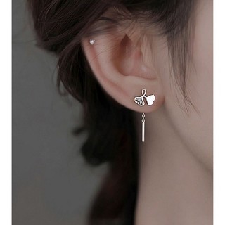 925 Ginkgo-Plated Ear Line Nâng Tai Xuyên Ánh Sáng Sang Trọng Niche Bông Tai Bạc Sterling Nữ 2024 Phong Cách Mới Bán Chạy