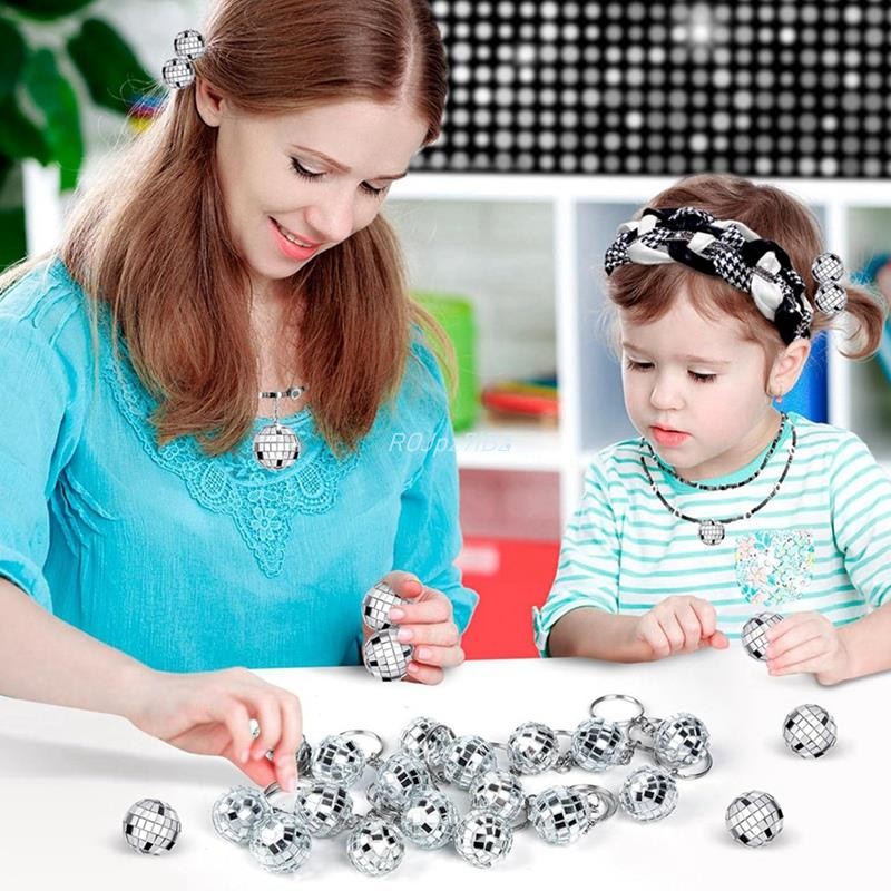 Bộ 50 Mini Disco Ball Móc Khóa, Gương Disco Ball Số Lượng Lớn Móc Khóa Đảng Ủng Hộ Cho 70s 80 Disco Dự Tiệc Cung Cấp