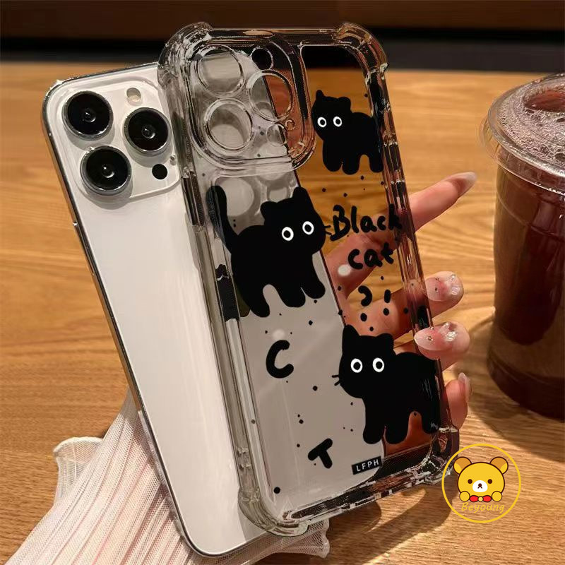 Ốp Điện Thoại Mèo Đen Dễ Thương Cho OPPO A91 A31 A9 A5 2020 A7 A5S A12 A3S A12E R17 A79 F11 Pro F7 A83 F5 F1S A57 A39 A37 Neo 9 Reno Vỏ Túi Khí Chống Sốc Mềm Bảo Vệ Toàn Diện