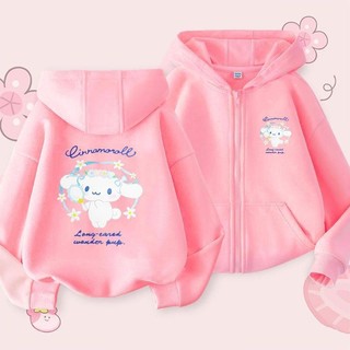 Áo Hoodie có khóa kéo Kuromi và giai điệu sành điệu năm 2024 Áo khoác trẻ em mùa thu đông dễ thương
