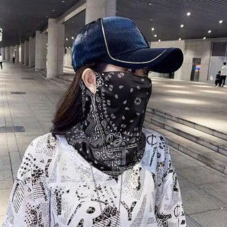 Khăn Che Mặt Chống Nắng Hoa Floral Khẩu Trang Vải Nam Nữ Dáng Ống ALINE