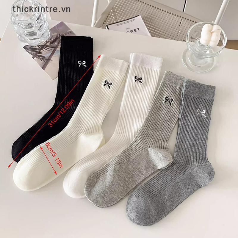 Thi 1 Cặp Nữ Mỏng Rỗng Ra Dài Rời Tất Ngọt Ngào Bé Gái Nhật Bản Màu Trơn Thoáng Khí Cotton Xuân Hè Thả VN