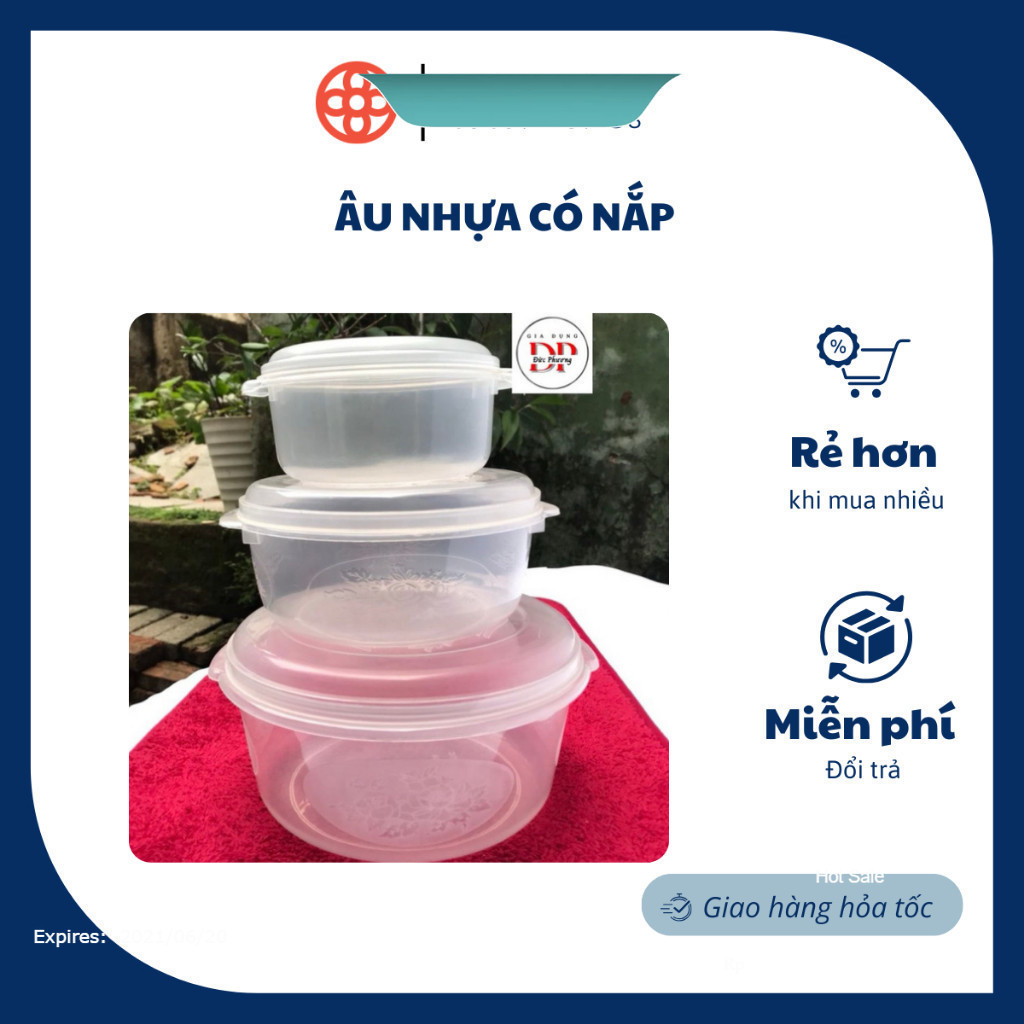 Âu nhựa VIỆT NHẬT đựng cơm,âu đưng thức ăn, tô nhựa có nắp Việt Nhật
