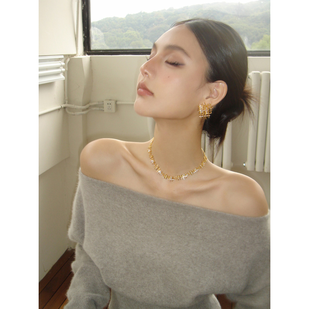 Vòng cổ đá quý bện phù hợp kiểu cổ điển nhẹ sang trọng Dây chuyền xương đòn thời trung cổ cao cấp