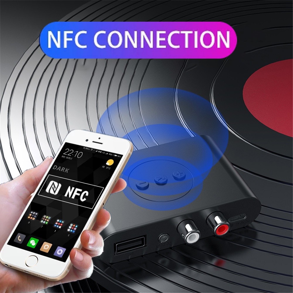 Bộ Chuyển Đổi Bluetooth Bộ Thu Âm Thanh NFC Bluetooth 5.0 Bằng 3.5 Mm RCA Và Cổng USB Cho Âm Nhạc Stereo Xe Hơi Không Dây Stereo Bộ Chuyển Đổi Âm Nhạc Loa Khuếch Đại