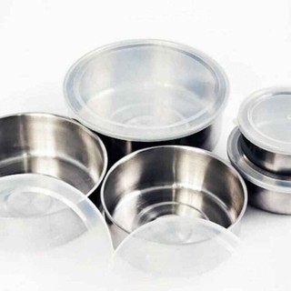 Bộ 5 hộp đựng thực phẩm inox kèm nắp nhựa cao cấp, thố lạnh bảo quản tiện lợi