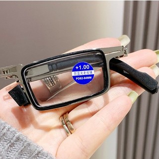 Kính đọc sách gấp Di động Tiến bộ Biofocal Kính mắt nam cha mẹ Chống tia xanh Kính mắt lão thị có vỏ