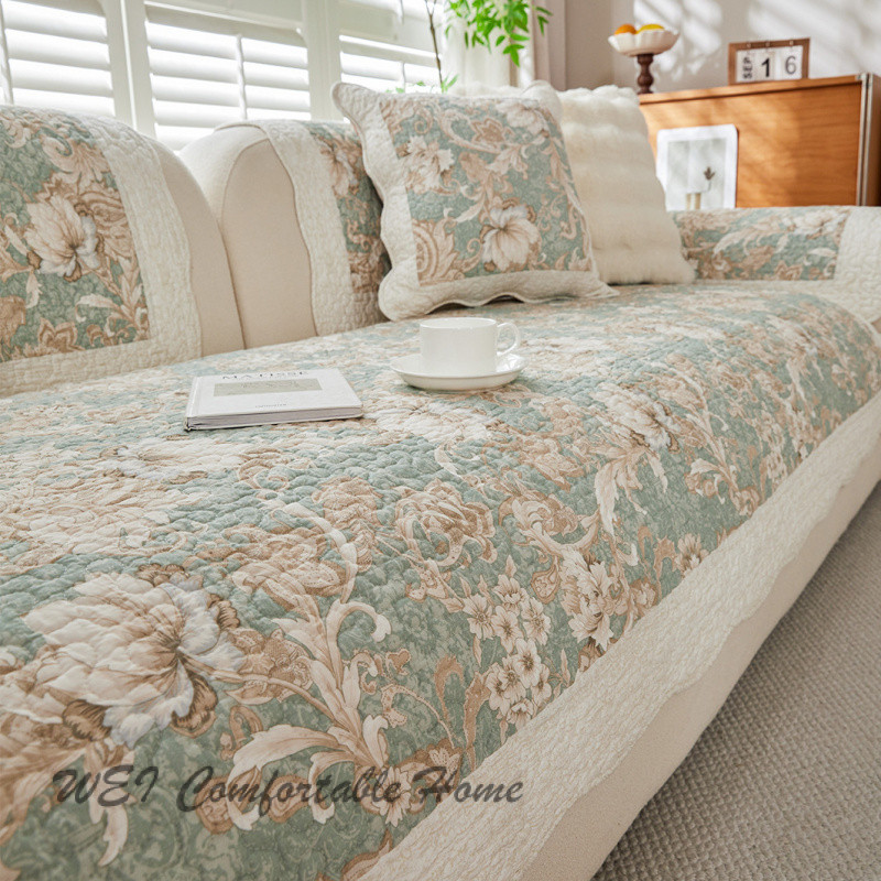 Đệm ngồi 100% cotton cổ điển phong cách Châu Âu bọc vải nghệ thuật chống trượt bọc lưng Đệm Sofa Cotton giặt nước thông dụng bốn mùa