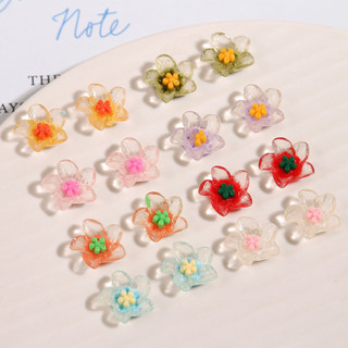 Siêu cổ tích băng trong suốt màu năm cánh hoa Trứng Hoa Nhựa Dán Phụ Kiện Bông tai diy Phụ kiện tóc Kẹp chất liệu bán buôn