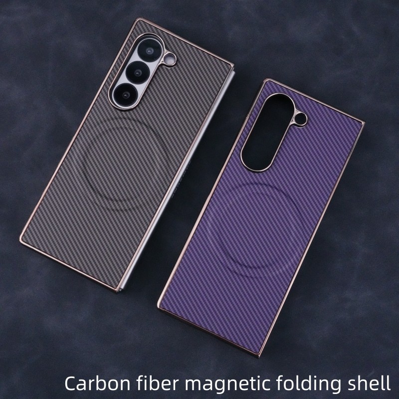 Ốp Điện Thoại Mạ Điện Cho Samsung Galaxy Z Fold 6 5 4 3 Fold6 Fold5 Fold4 Fold3 5G Vỏ Bảo Vệ Bằng Sợi Carbon