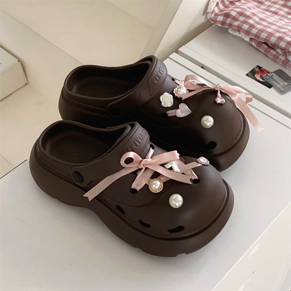 XIXITIAO Dép Đế Dày Nữ Sinh Viên Mùa Hè Ngoài Trời Đi Biển Thoải Mái EVA Dép