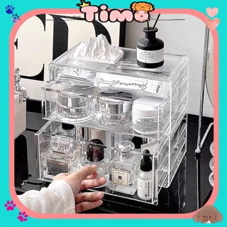 Hộp Đựng Mỹ Phẩm Trang Sức Kệ Nhiều Ngăn Kéo Tủ Trong Suốt Đa Năng Để Bàn Timo DDT46