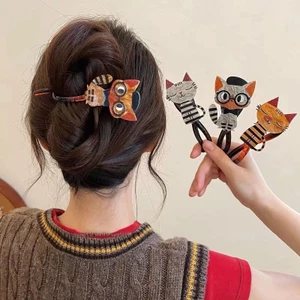 Kẹp tóc xoắn hình mèo dễ thương dễ thương dễ thương dễ thương