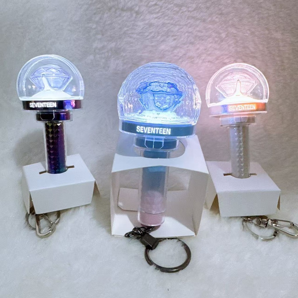 Kpop Idol Seventeen Mini Lightstick Keyring SVT 10th Anniv Edition Buổi hòa nhạc Glow Stick Móc khóa cho Carat Collectibles Quà tặng