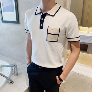 Dịch Thương Chiến Áo sơ mi polo nam tay ngắn ice silk màu phản quang, phù hợp mặc hàng ngày tại văn phòng