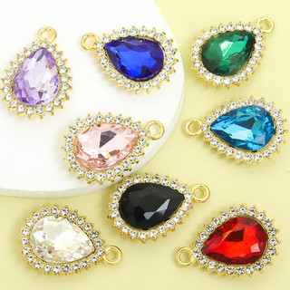 10 chiếc Kim cương giả pha lê khảm hình giọt nước, Bông tai vòng cổ quyến rũ thanh lịch Váy đầu DIY Mặt dây chuyền hợp kim kẽm hình học tinh tế - Hoàn hảo cho các bữa tiệc & tiệc