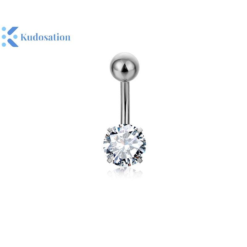 Kudosation Pha Lê Zircon Cơ Thể Trang Sức Bụng Nút Nhẫn Thép Không Gỉ Ngôi Sao Tròn Vuông Trong Suốt Zircon Cổ Điển Rốn Bụng Nút Nhẫn Piercings Trang Sức