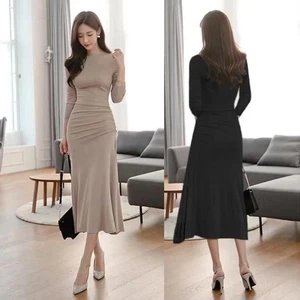 Váy Ôm Sát Trễ Vai Xếp Ly Bất Đối Xứng mới cho nữ mùa thu - Thanh Lịch, Thời Trang xã hội.