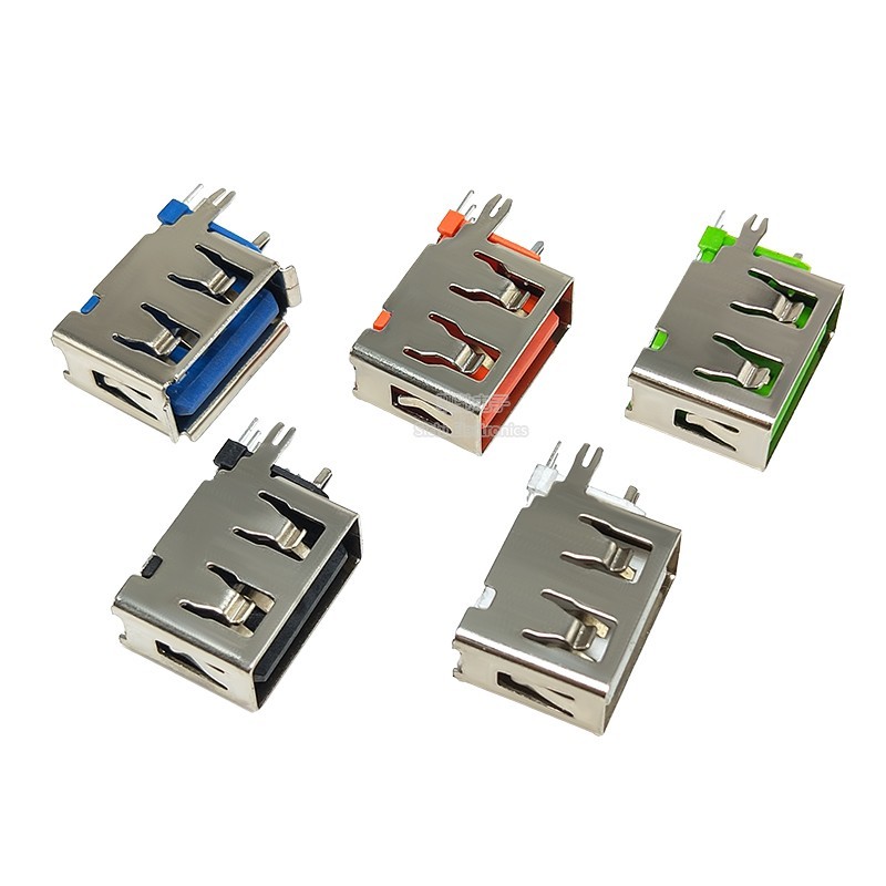 USB Nữ Ổ Cắm AF10.0 Thân Ngắn 10MM Dẹt Uốn Bên Cắm Dọc 90 Độ Cong Pin Giao Diện Ổ Cắm