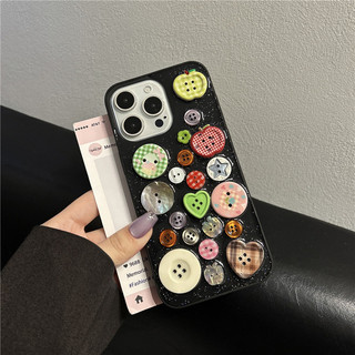 Vỏ điện thoại nút chặn màu epoxy macaron thời trang cho iPhone 16 15 14 13 11 12 Pro Max