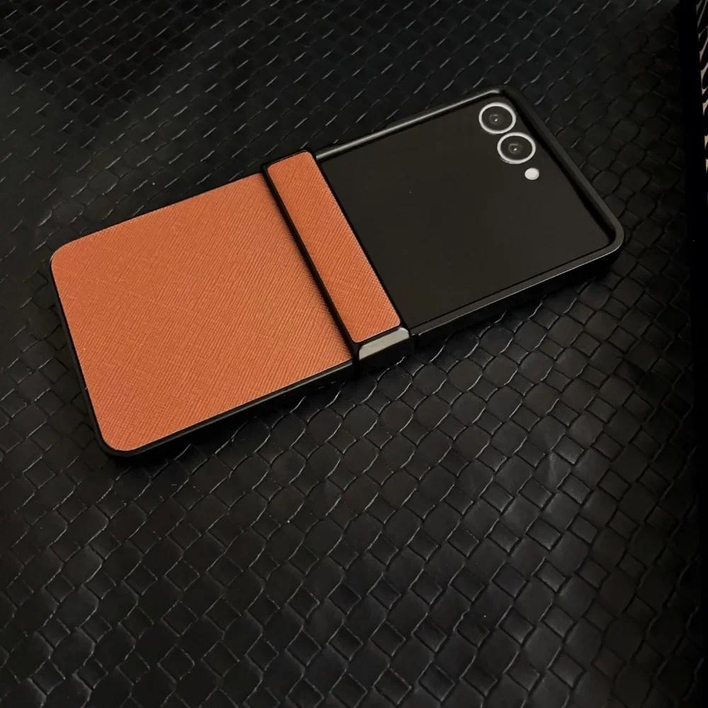 Ốp Điện Thoại Da Họa Tiết Louche Sang Trọng Cho Samsung Galaxy Z Flip 7 6 5 4 3 5G Flip7 Flip6 Flip5 Flip4 Bản Lề Vỏ Bảo Vệ