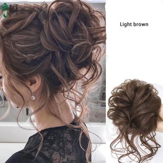 Lọn bun tóc mảnh scrunchie xoăn sóng, đuôi ngựa mở rộng tóc donut chignon