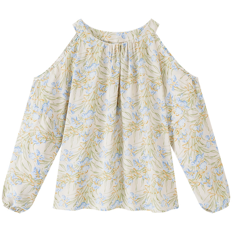 Mutu Pháp Off-the-Shoulderneck Dài Tay Top Nữ Mùa Xuân 2026 Thiết Kế Phong Cách Mới Niche Slimer Nhìn Hoa Voan Áo Sơ Mi Rời Phù Hợp Với
