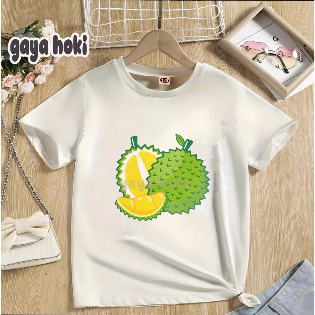 Áo thun ngắn tay in hình trái cây sầu riêng 2D dành cho trẻ em 2025 Unisex Thích hợp cho 2-14
