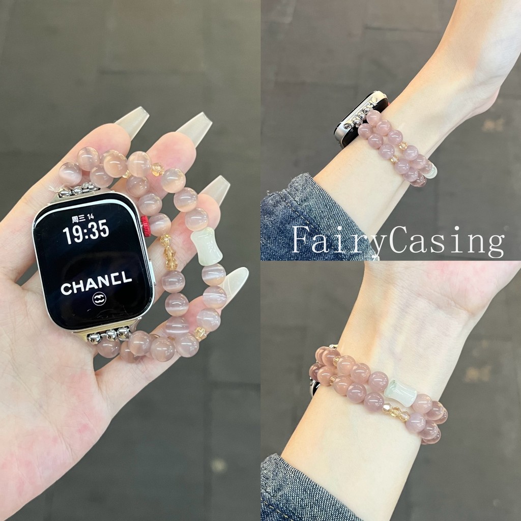 Dây đeo hạt hai hàng cho Huawei Band 8 9 10 11 Pro Fit 4 3 4pro 2 Honor 9 7 6 Vòng đeo tay đàn hồi thay thế