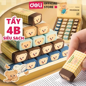 Gôm Tẩy ButterBear x Deli Xé Túi Mù Deli - Tẩy Chì 4B Tẩy Không Bẩn Tay, Siêu Tiết Kiệm, Hình Kẹo Dễ Thương Mix Màu