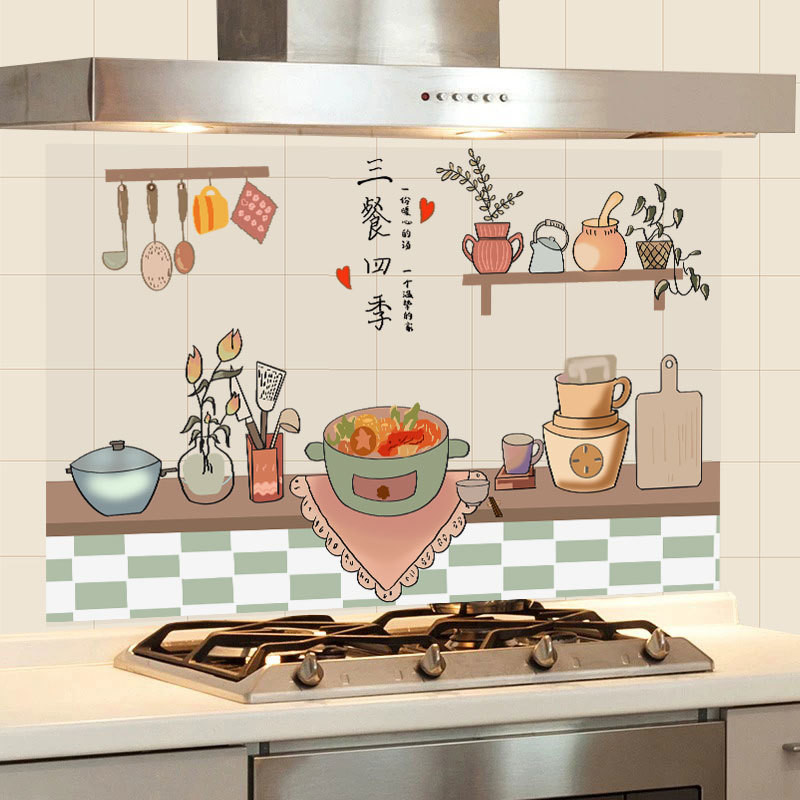 Nhà Bếp Chống Dầu Dán Tự Dính Chống Thấm Nước Chịu Nhiệt Độ Cao Giấy Dán Tường Tường Bếp Phạm Vi Hood Ngói Dán Tường Trang Trí