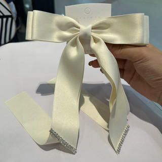 Kẹp Tóc Thanhtao Lụa Ruy Băng Satin Màu Hồng Với Chiếc Nơ Kim Cương Giả