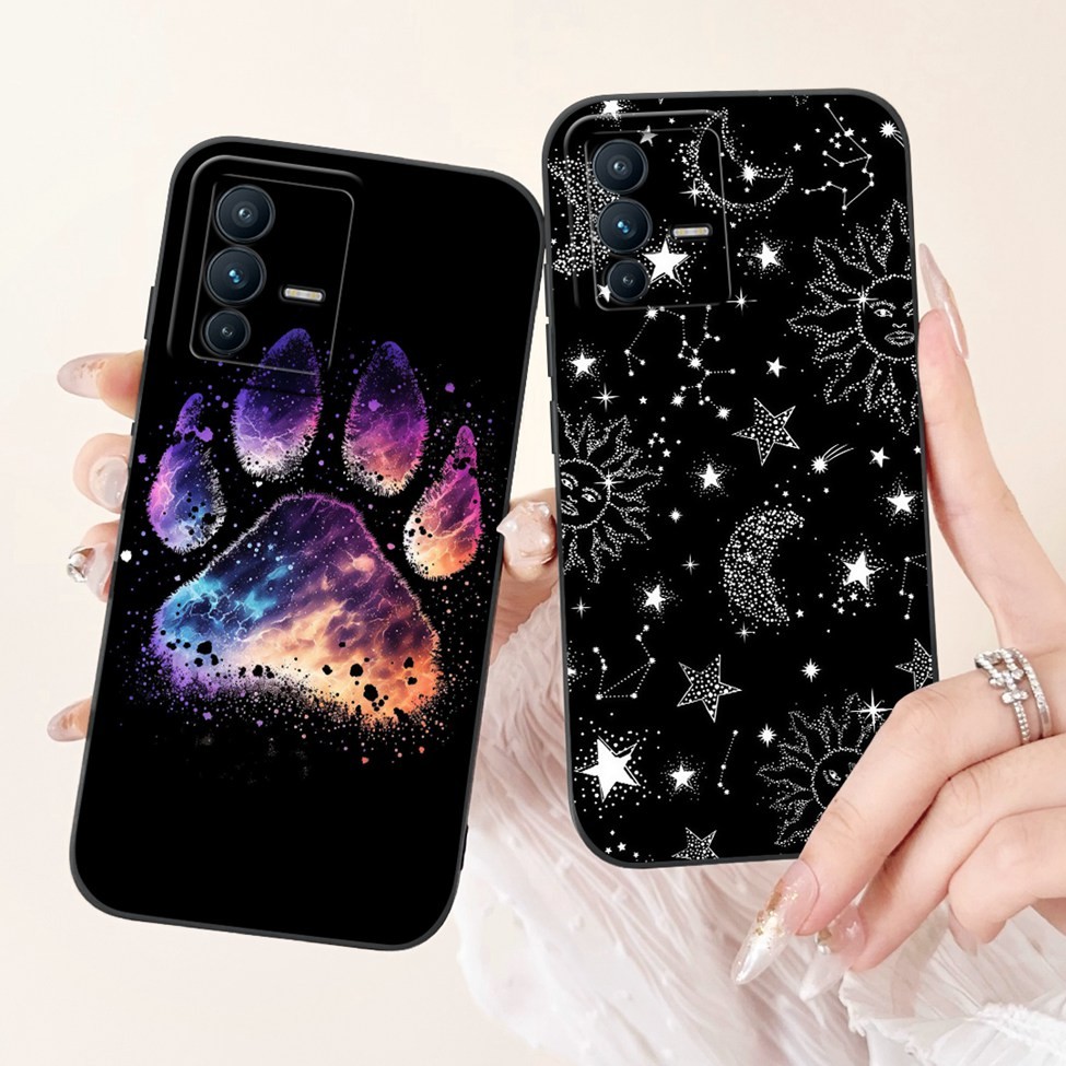 Dành Cho Vivo S12 5G V2162A Dành Cho Vivo V23 5G Cover V2130 V2303 Hoa Thời Trang Sang Trọng Kawaii Cô Gái Mèo Dễ Thương Chống Sốc Ốp Lưng Điện Thoại